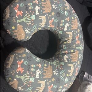 Gray Nursing Pillow with Animal Print